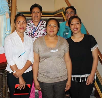 Tonga Twinning Program participants on the staircase