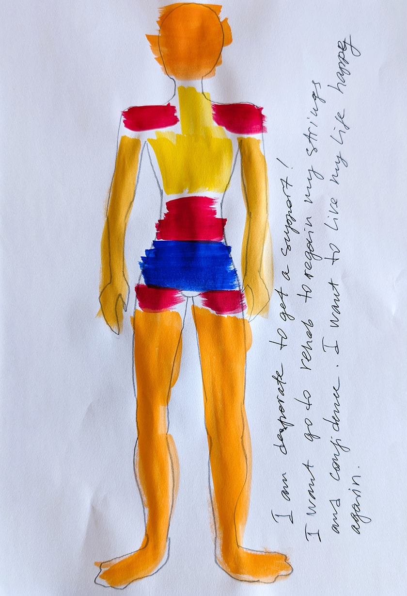 Body mapping exercise image create by patient in group therapy at st john of god murdoch