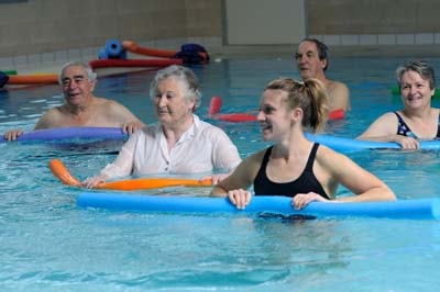 Patients participating in hydrotherapy