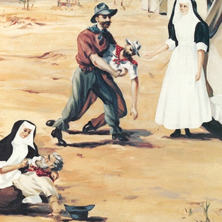 Artists’ impression of Sisters of St John of God nursing in Kalgoorlie in 1896